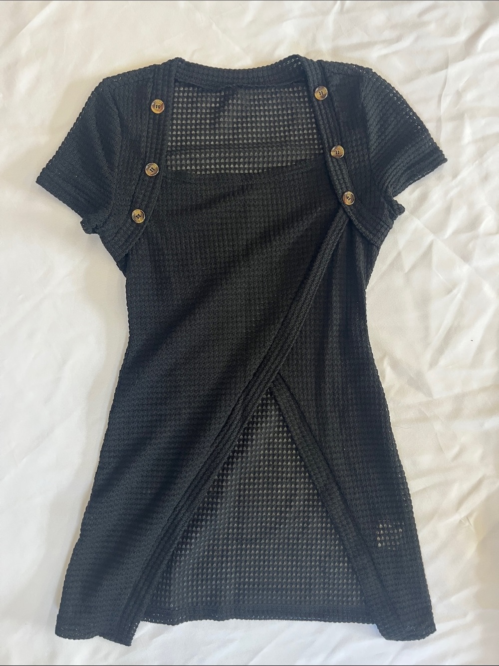 Short Black Button-Accent Mini Dress